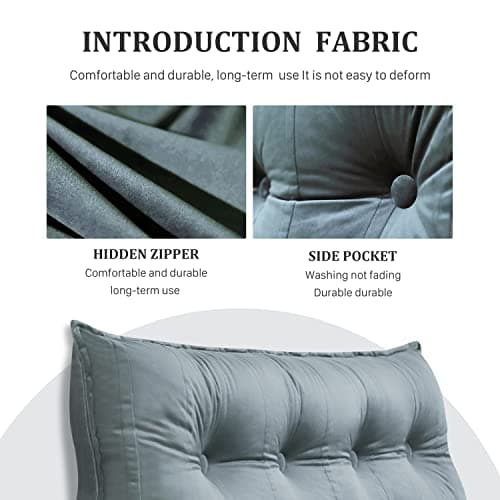 Rucener Oreiller Traversin Soutien Dorsal Gros Coussin Canapé Coussin Tête de Lit Dossier Traversin Gros Coussin Dossier Coussin de Lecture Triangulaire Coussin de Coin Bleu Profond 120 CM