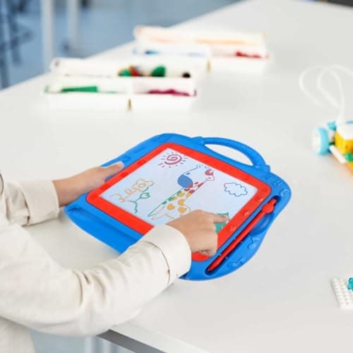 WMUVAZA Ardoise Magique Enfant, Ardoise Magique Effaçable et Colorée avec Stylo Magnétique, Tablette à Dessin Magnétique pour Enfants, Jouet Éducatif pour Garcon Fille, Bleu