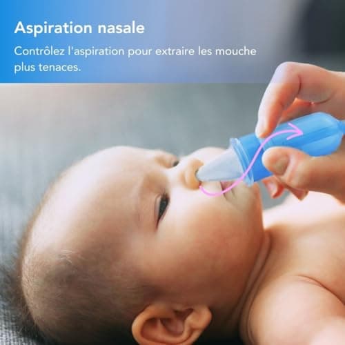 Seringue nasale bébé - Mouche Bébé - 2 Seringues et 10 Embouts de Rechange en Silicone Doux. Seringue 10 ml avec des Animaux.