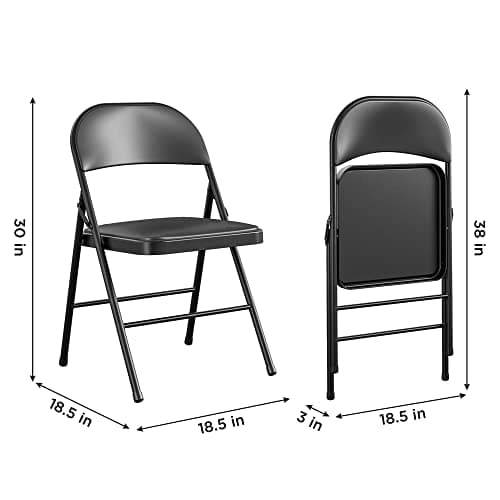 COSCO Premium Vinyl Chaise Pliante Rembourrée en Métal 4Pk Blk