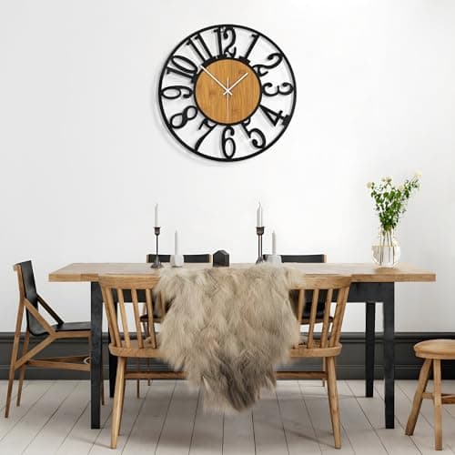 Mee 2ou Horloge Murale Design Moderne et Vintage, 80cm/ 32 Pouces Silencieuse sans Tic-Tac, Grande Horloge Murale Géante XXL, Disponible en 34cm, 40cm, 50 cm, 60 cm, 80 cm pour le Salon Cuisine Bureau