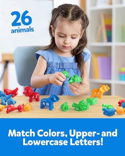 Coogam ABC Animal Alphabet Matching Game, 26PCS majuscule et minuscule, jouets sportifs fins, jouets d'apprentissage pré-scolaire pour les enfants de 2 3 4 ans