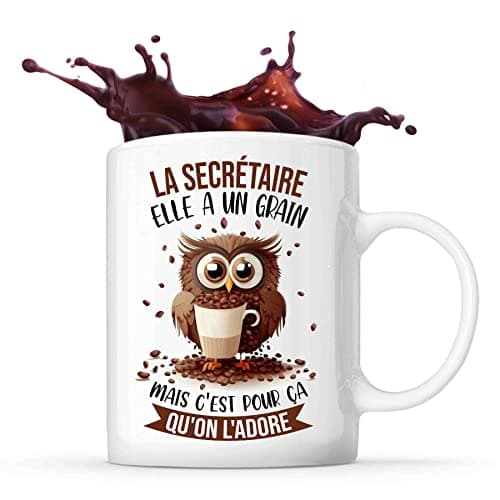Planetee Tasse La Secrétaire Chouette Café | Idée Mug Cadeau Travail Métier Humour Collègue Femme Anniversaire Noël
