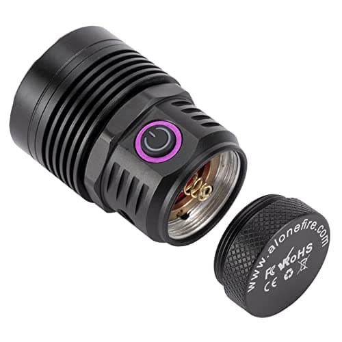 Alonefire SV47 12W Lampe Torche UV 365nm Rechargeable Longue Portée Ultraviolet Lumiere Noire Détecteur D'urine pour Resine, Pêche, Scorpion,Minéraux avec Lunettes de Protection UV, Batterie Incluse
