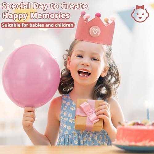 Baimuni Chapeaux d'anniversaire Couronne pour Enfants, Couronne Chapeau en Mousseline avec Tissu, Chiffres Interchangeables de 0 à 9, Réutilisable, Cadeau Decoration de fête pour Fille et Garçon