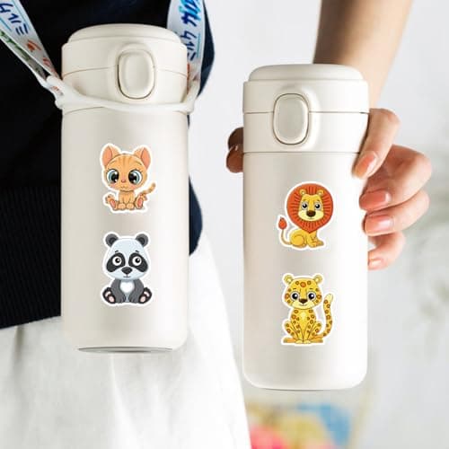 100 Autocollants Animaux Enfants,Reusable Stickers,Stickers Étiquette Adhésif Bricolage Enfant, Fun Animaux Stickers pour Adultes Ado Enfants,Portable Scrapbooking Skate Tablette Telephone Stickers