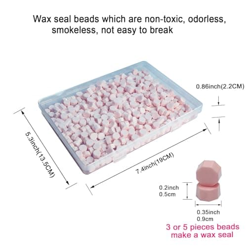 Cire à cacheter,Tomgenrine 520 PCS Perles de cire à cacheter, perles à cacheter pour lettres, cartes de voeux, scellage de vin, artisanat, invitations de mariage et de fête(Cherry Blossom Powder)