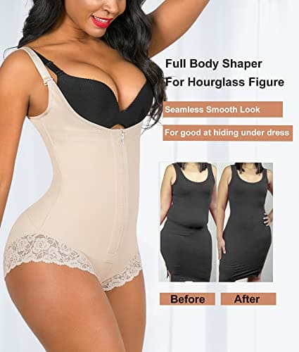 YIANNA Body Sculptant Femme Gainant Invisible Gaine Ventre Plat Amincissante Shapewear Bodysuit Fajas Colombianas Reductoras Corset Minceur Beige, 7200 Size M