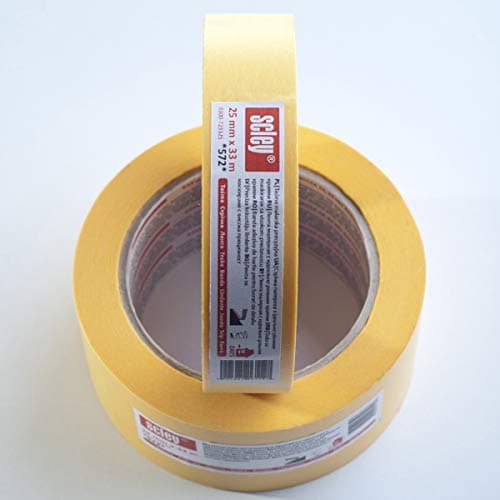Scley – 3 Rouleaux de Rubans de Masquage - Série 572 - Largeur 48mm, Longueur 33m - Bande adhésive en Crêpe Jaune - Protection pour Travaux de Peinture