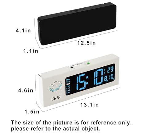 iTOMA Horloge numérique, 13 "Grand écran LED Horloge Murale pour la décoration de Salon, réveil, minuterie, 12 / 24h, Grande Horloge à Gradation Automatique de luminosité avec Date/température 6629