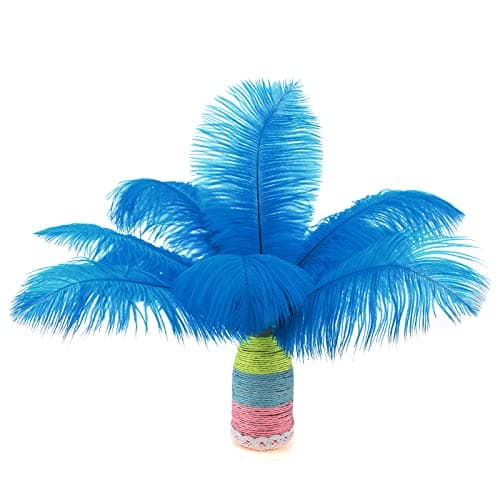 Mwoot 10pcs Naturelles Plumes d’Autruche, Ostrich Feathers Plume 25-30CM pour Les Chapeaux, Maison, Mariage fête Décoration (Bleu)