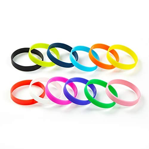 Lot de 6 bracelets en caoutchouc vierges en silicone de couleur unique