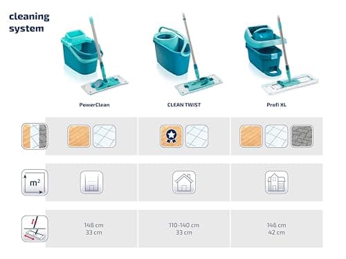 Leifheit Set Clean Twist M Ergo, lave-sol avec molleton ultra doux, seau essoreur et balai à plat essorage facile, balai serpillère microfibre, kit de lavage pour sols délicats, chariot à roulettes