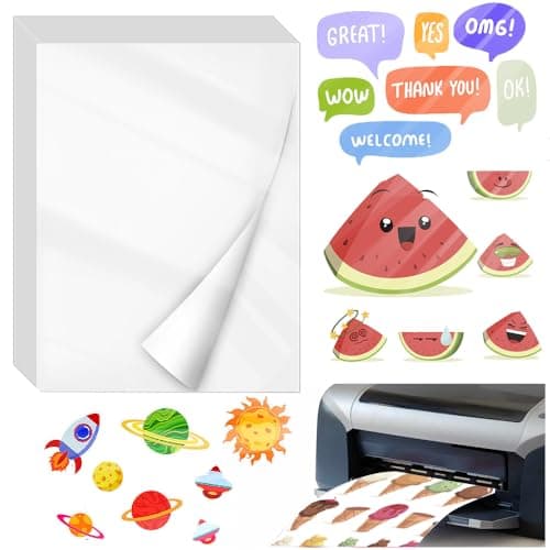 ADERTOS 30PCS Papier Autocollant Imprimante, Papier Autocollant Jet d'Encre A4 Imprimables Papier Autocollant Étiquette Adhésif Imprimable Feuilles de Papier Autocollant Pour Etiquettes Blanc Brillant