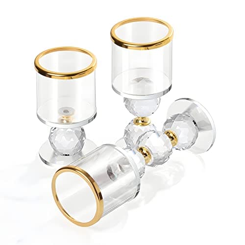 ERWEY Bougeoir en Verre, 2 Pièces Chandelier Photophore Bougie, Support pour Bougies en Cristal pour Mariage, Maison, Décoration de Fête