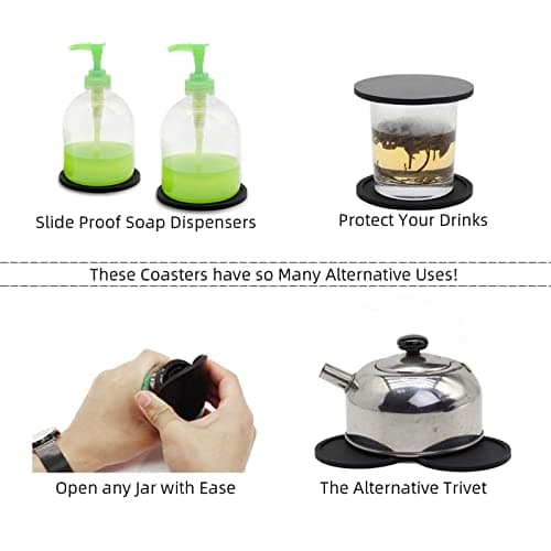 JCKD Lot de 4 dessous de verre circulaires en silicone, antidérapants, pour café, bière, bouteilles, boissons, maison et bar