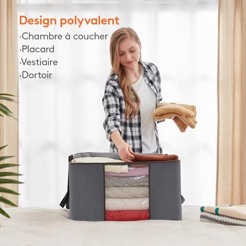 Lifewit Sac de Rangement pour Couette en épais Non-tissé Sac de Rangement sous lit pour Édredons Couvertures Oreillers Jouets Vestes Vêtements (3, Gris)