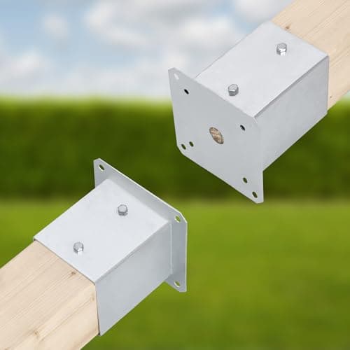 KOTARBAU® Support Poteau a Visser 50 x 50 mm Carré Manchon de Sol Support de Poteau Ancre de Poteau en Acier Galvanisé à Chaud Argent Support Poteau Bois Fixation Poteau Bois