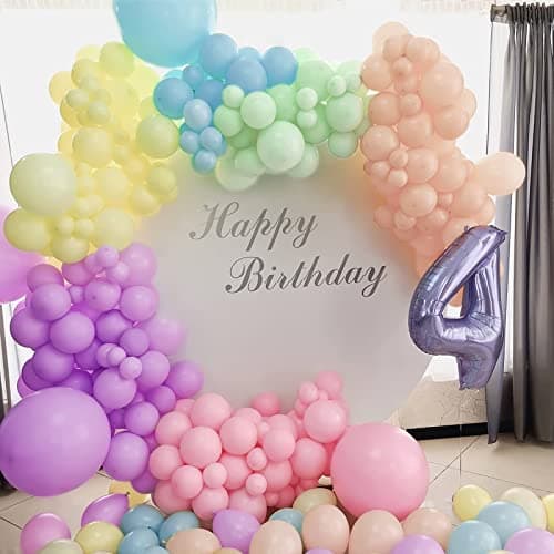 Kit Arche Ballons Pastel, 164 Pièces Macaron Rose Violet Bleu Jaune Vert Orange, Ensemble Guirlandes Ballons, Kit Bricolage Arc En Ciel Pastel Latex Pour Garçon Fille Fête Anniversaires Mariage
