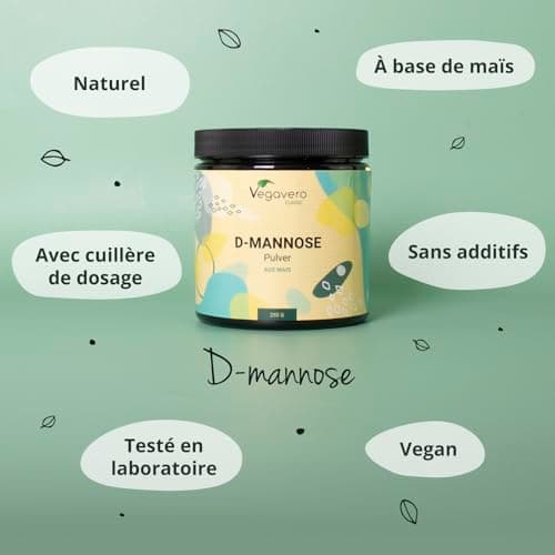 D-Mannose Poudre Vegavero® | 250 g – Pour plus de 4 mois | 100% NATUREL & PUR | 2000mg par dose | Testé en Laboratoire | Sans Additifs | Confort Urinaire | VEGAN