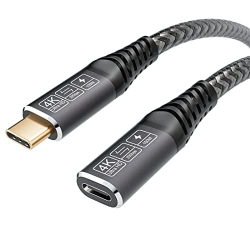 CAKOBLE Câble d'extension USB 3.2Gen2 0,5M,20Gbps 100W/5A Rallonge USB C Mâle et Femelle Compatible USB C 3.2, USB 3.1, USB 3.0, 4K@60Hz Cable USB C Compatible USB C Hub/Dell XPS/USB C Charger