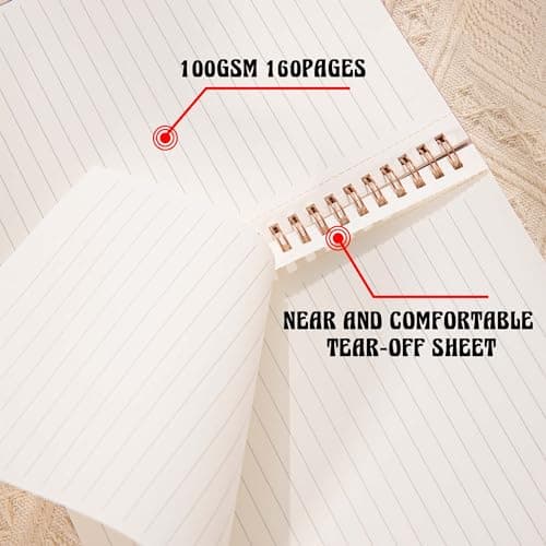 MGGAO Lot de 5 carnets à spirales A5 avec motif marbré et floral, papier épais 100 g/m2, journal ligné de 8 mm, journal à spirale pour étude et notes