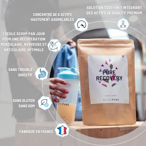 Nutripure | Pure Recovery | Complément Alimentaire Musculation tout-en-1 | Optimise la Récupération | Protéine Whey Isolate, BCAA, Collagène, Zinc, Magnesium | 775 gr | Goût Chocolat | Made in France