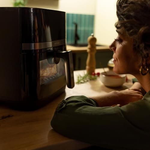 Cecotec Air Fryer Cecofry&Grill Duoheat 8000. Friteuse à Air sans Huile 8L, Grill et Plancha, Résistance Double, 2200W, Cuisson Uniforme, Moins de Graisse, Idéale pour Pizzas