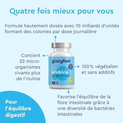 Probivia Probiotique Ferments Lactiques, 180 Capsules Végétaliens, 22 Souches de Bactéries avec Lactobacillus & Bifidobacterium pour la Flore Intestinale, 10 Milliards UFC, Complément Alimentaire