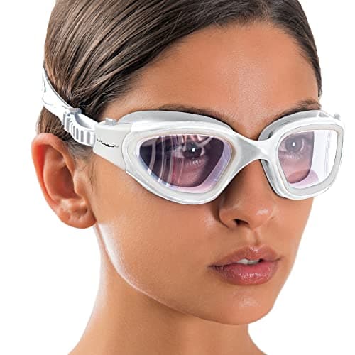 AqtivAqua DX Lunettes de Natation Lunettes Piscine Enfants Adultes Femme Homme (Blanc&Blanc, Clair)
