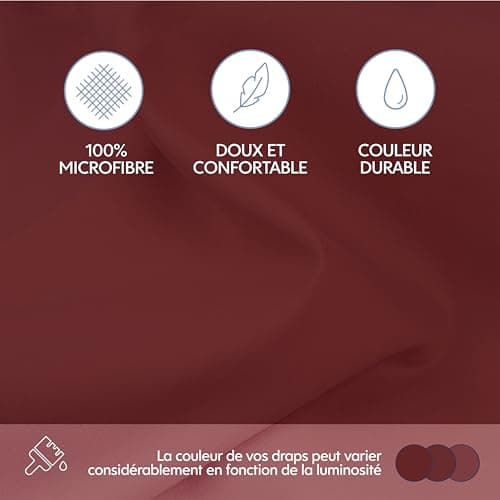Dreamzie - Drap Housse 180x200 cm - Grand Bonnet 35 cm - Bordeaux | Microfibre Ultra Douce · Certifié OEKO-TEX · Linge de Lit 2 Personnes · Matelas Épais · Respirant · Entretien Facile