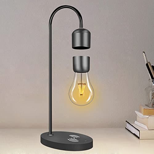 Floatidea Lampe de Bureau Magnétique à Lévitation Ampoule LED Cadeaux Uniques Lumière de Nuit Décoration de à la Maison Jouets de Bureau Avec Socle de Recharge Sans Fil (Apple/Android)