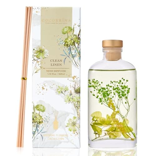 COCORRÍNA Diffuseur Parfum Maison, Linge Propre 160ml avec bâtonnets Parfum de Maison pour Salle de Bain Chambre à Coucher Décoration d'intérieur