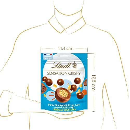 Lindt - Sachet de billes Céréales Soufflées SENSATION CRISPY - Chocolat au Lait, 140g