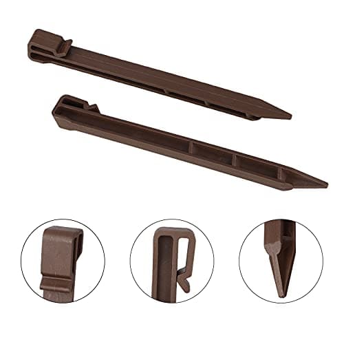 Lot de 20 piquets de sol en plastique robustes de 25 cm, piquets de bordure de paysage, piquets de tente pour extérieur, jardin, pelouse, terrasse, tentes (marron)