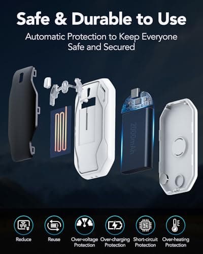 Chauffe Main Rechargeable 2 Pack, 6000mAh Chaufferette Main Reutilisable avec 3 Modes de Chauffage Réglables Portable Chauffe Main Electrique Cadeau de Noël pour Camping, Golf, Randonnée