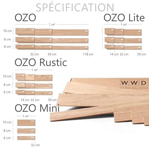 Wooden Wall Design Panneau mural en chêne 3D avec revêtement en bois de chêne structuré - Modèle OZO Lite (1 m2)