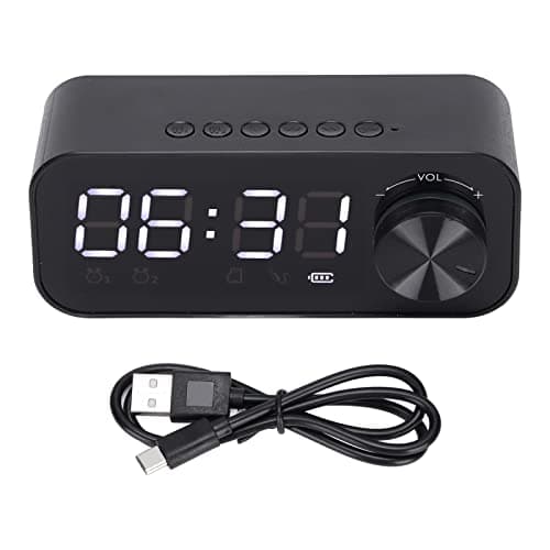 Radio-réveil, Haut-Parleur Bluetooth Multifonctionnel, Haut-Parleur D'horloge, Radio-réveil Portable avec LED, Haut-Parleur Bluetooth pour Bureau de Chambre(Le Noir)