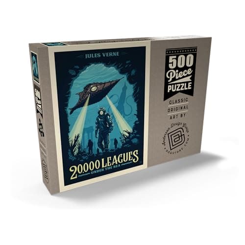 MyPuzzle 20 000 Lieues sous Les Mers : Jules Verne, Affiche Vintage - Premium 500 Pièces Puzzle - Collection spéciale MyPuzzle de Anderson Design Group