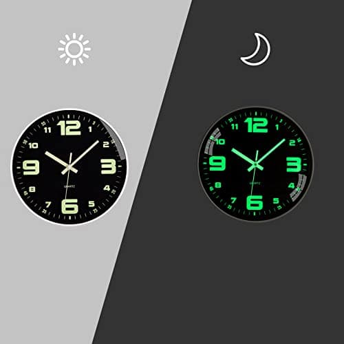 ACCSHINE Horloge Murale Lumineuse sans Bruit de tic-tac silencieuse - 30 cm - Quartz Moderne - Grande Horloge Murale à Piles - Facile à Lire - pour Chambre, Maison, Cuisine, Chambre, Bureau, école
