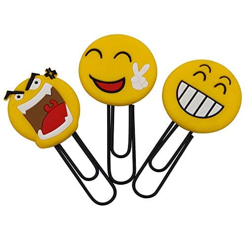 Signets Emoji mignon, Signet de trombone drôle, Marqueur de livre émoticône nouveauté pour enfants, filles, garçons, étudiant (aléatoire 10PCS)