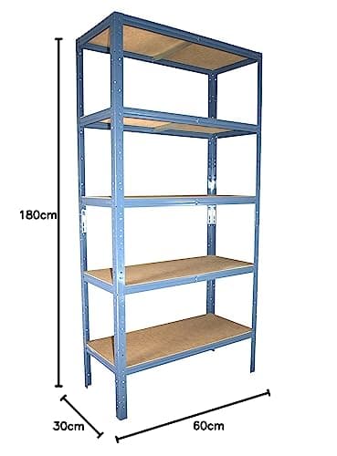 shelfplaza® 180x60x30cm Home Étagère Charge Lourde Bleu/Etagere Metallique 5 Niveaux / 175kg capacité Charge/Etagere en Metal, étagères de Rangement & Etagere Rangement Garage Acier