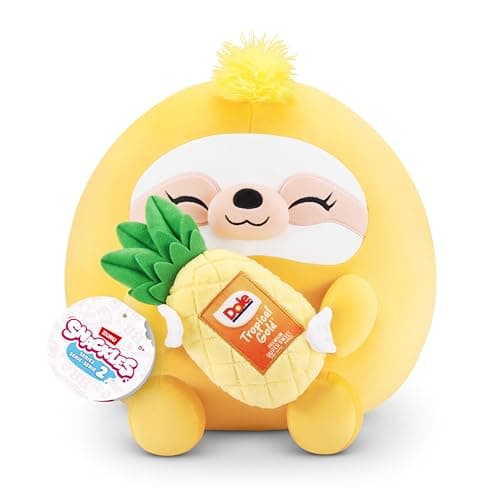 Snackles, Series 2, Sloth (Dole, Pineapple), Plush Toy, Cuddly Squishy Comfort Plush with License Snack Brand Accessory, Small (20 cm), Brown Box, (Sloth)