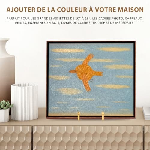 Chevalet Support Presentoir Porte Assiette - Or Metal Support Assiette Decorative - Support Cadre Photo de Table - Présentoir de Fer pour Plaque | Livre Cuisine | Carte Postale | CD | Art - 20,5 cm
