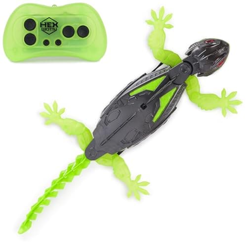 Hex Bots - Gecko RC - Gecko Radiocommandé Qui Rampe Sur Le Sol Et Les Murs - Avec Yeux Lumineux - Pilotage Facile - Câble USB Inclus - Jouet Enfant 4 Ans et +