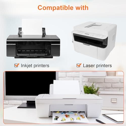 JIANTA 25 Feuilles Papier Autocollant Imprimante A4 Feuille Autocollante Imprimable de Vinyle Transparent pour l'impression d'étiquettes autocollantes pour jet d'encre et laser 210 x 297 mm