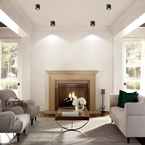 Gleonlux Spot en Saillie IP44, Plafonnier Salle de bain, Spot LED en Saillie Plafond 230V Imperméable, Ø80x65mm aluminium Rond Noir downlight pour Modules LED, Lot de 4
