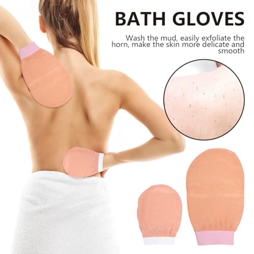 SRLWMYI 3 en 1Gants Exfoliants en Soie pour Visage & Corps Chouchou Satin Coffret Corps & Visage Favorise le Renouvellement Cellulaire et Enlève les Peaux Mortes Sans Savon.