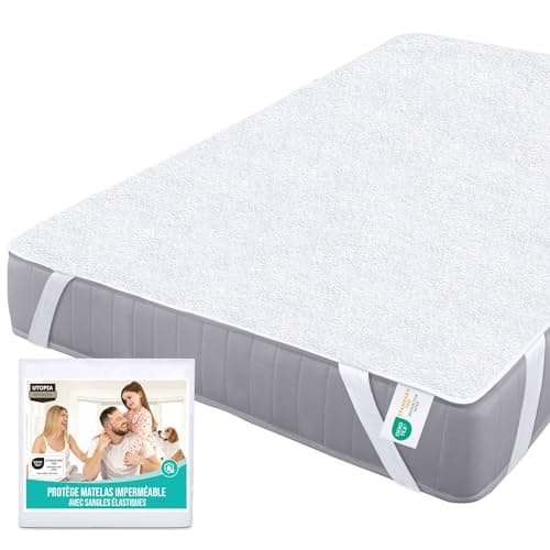 Utopia Bedding Protège Matelas 200 x 200 cm Imperméable, 4 Coins Elastiques, Certifié Oeko TEX, Alèse Drap Housse, Matelas Couvre, Respirant