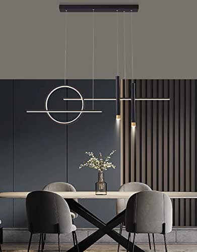 Lampe à suspension LED dimmable table à manger lampe à suspension moderne avec télécommande lampe à suspension réglable en hauteur salle à manger chambre cuisine Bureau salon lumière (noir, L100cm)